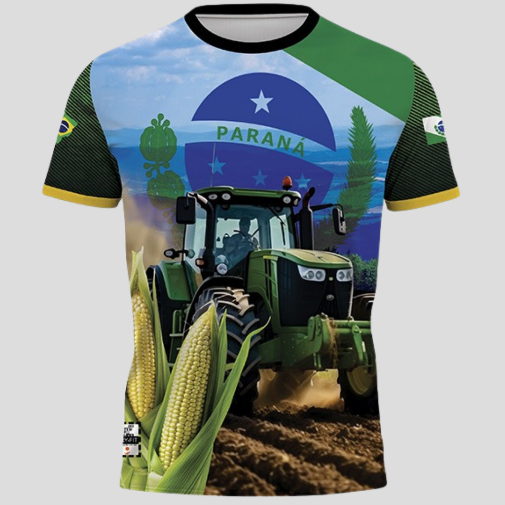 Camiseta Agro Raiz Agricultor Fazenda Trator Verde Mapa Brasil Camisa Fresca Leve