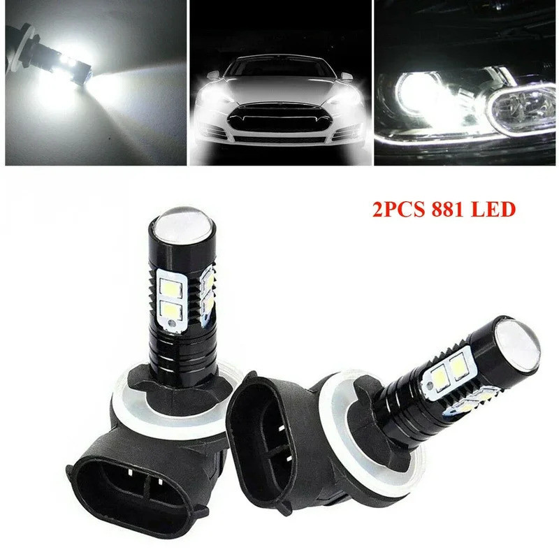2x Lâmpadas De Nevoeiro LED H27 881 880 Branco 6000K 50W Automáticas De Alta Potência 1100LM Feixe De Luz H1 H3 12V