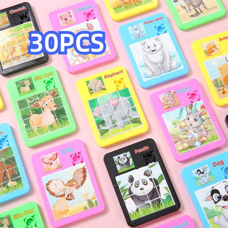 30 Peças Quebra-Cabeça Deslizante De Animais 3-6 Anos Labirinto Brinquedo Presentes Escolares Infantis