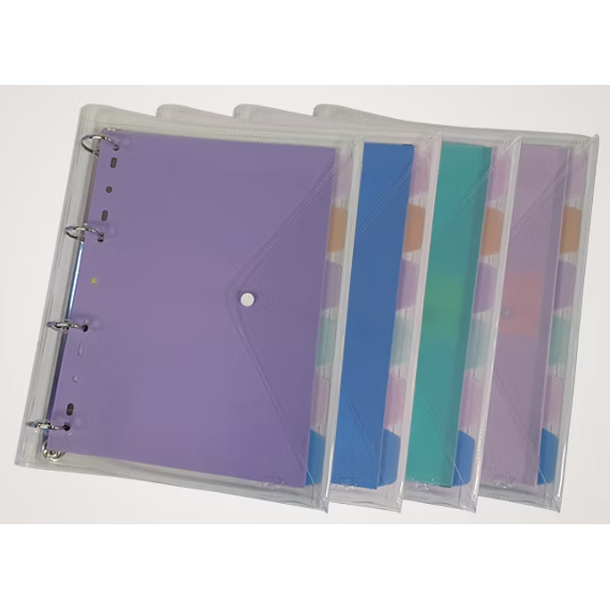 Fichário Universitário com Botão Tons Pásteis Com Bloco de Folhas e Divisórias ACP