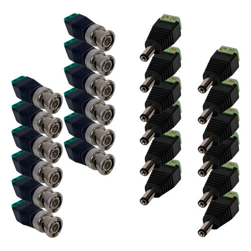 Kit 12 Conectores Instalação Câmeras Segurança Plug Bnc + P4