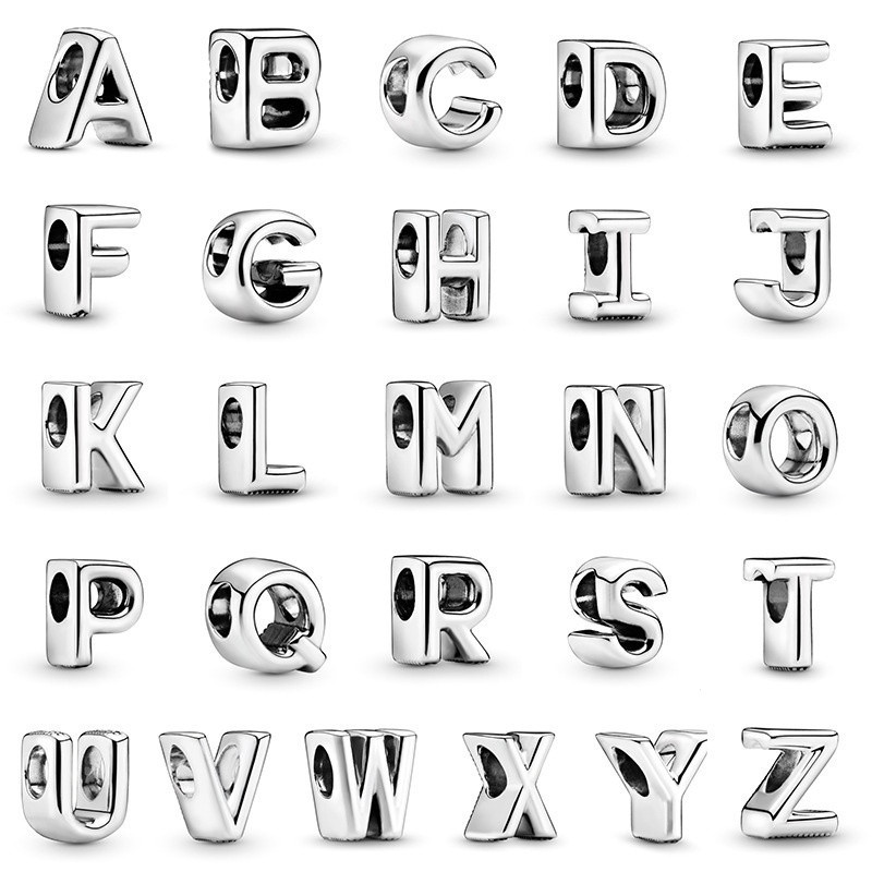 Pulseira prata 925 feminina pingente letras berloque acessório personalizado