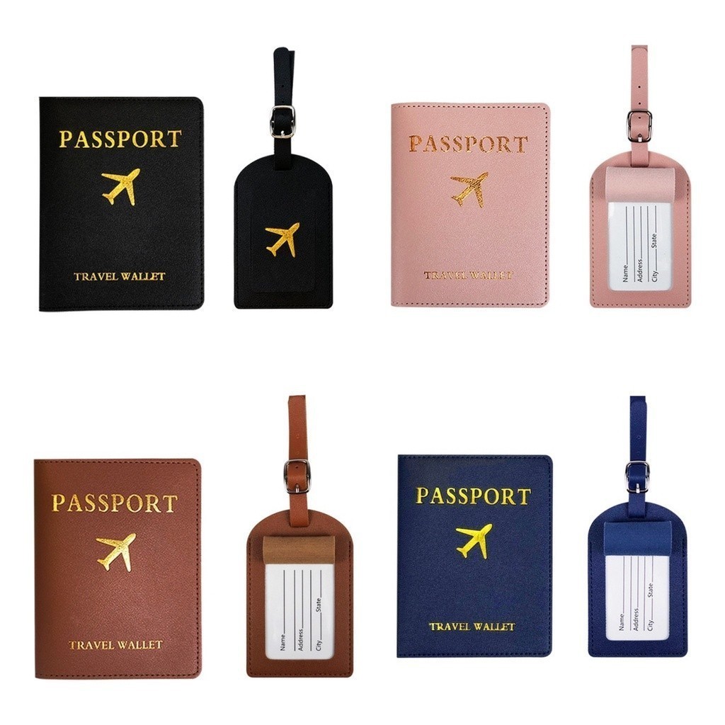 Kit Carteira Capa Porta Passaporte Identificação Etiqueta Cartão De Bagagem Viagem Mala