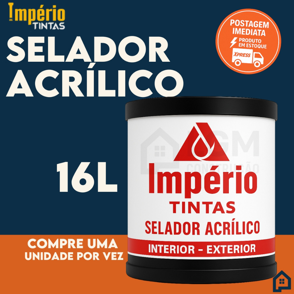 Selador Acrilico Profissional Branco Interno e Externo 16L - Império Fundo Preparador de Paredes