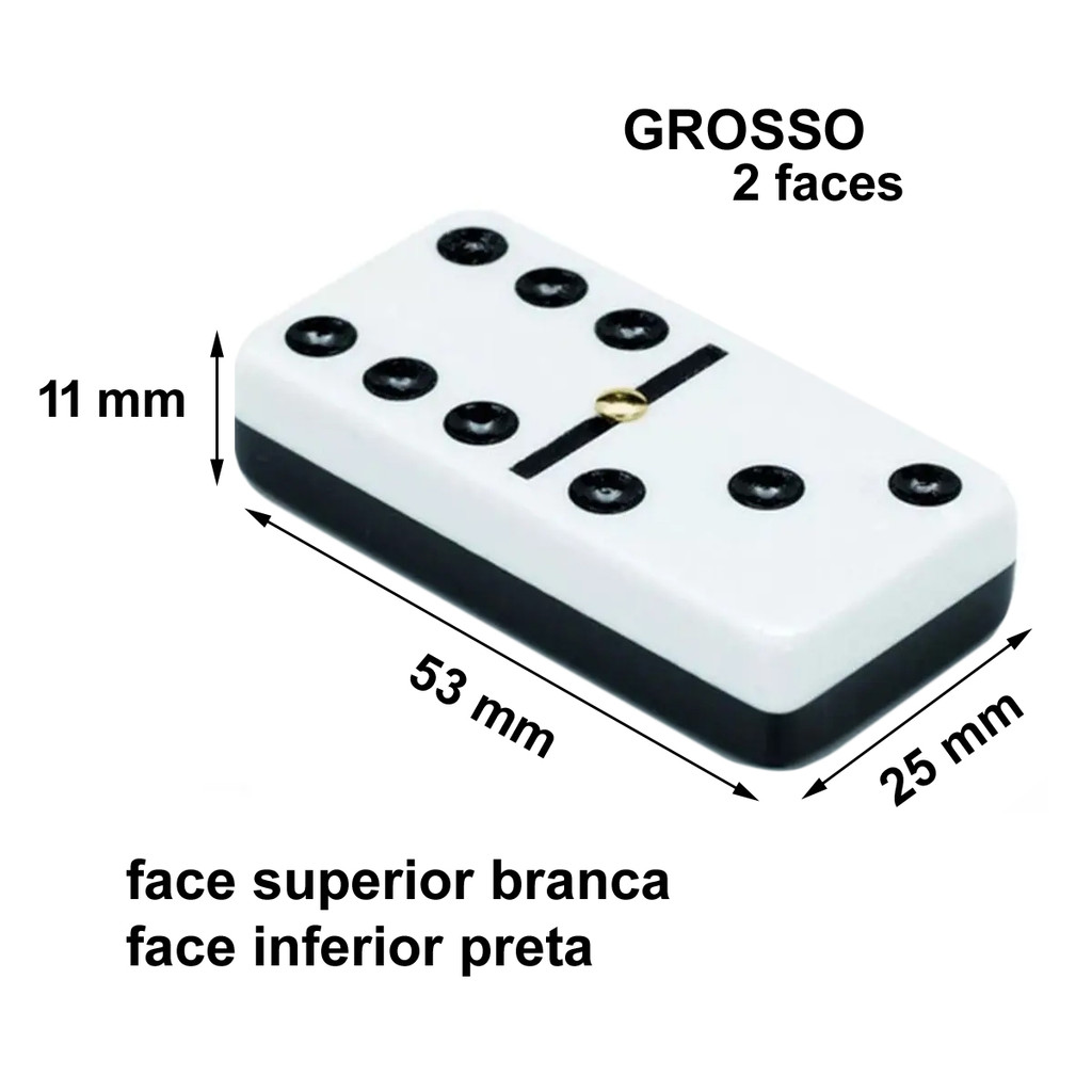 Dominó Grosso 2 Faces Profissional Osso Lata Com 28 Peças Linha Ouro Premium Ideal Para Presentes