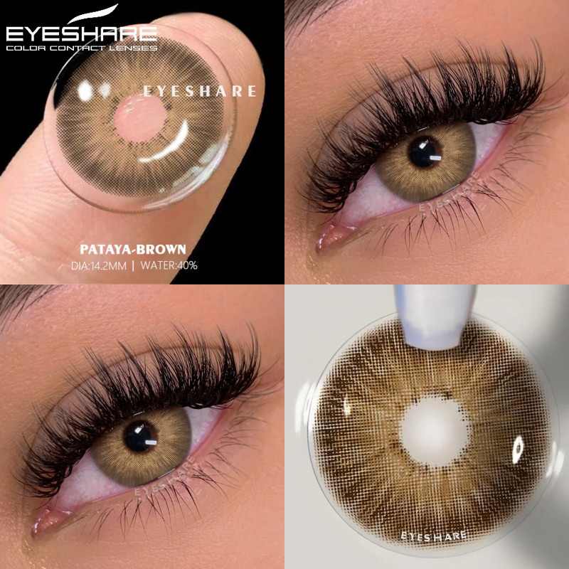Eyeshare 2 Peças Lentes De Contato Verdes Masculinas E Femininas Coloridas Envio Do Brasil Pattaya-Brown Anual