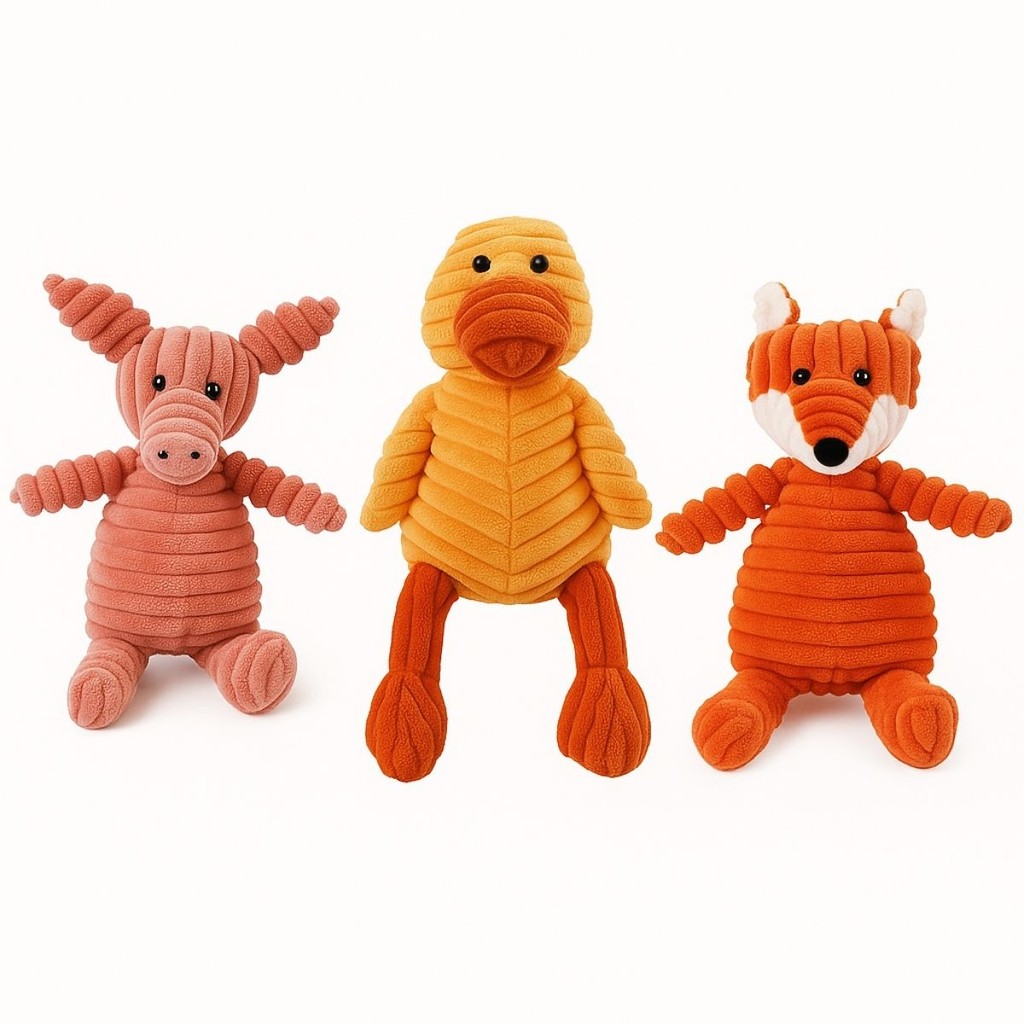 Bichinho de Pelúcia Brinquedo de Cachorro Pet Mordedor Raposa com Apito Som Vários Modelos