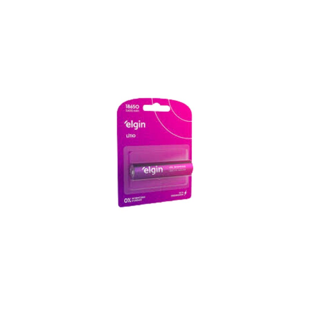Pilha Recarregável 18650 Elgin Bateria 2600mah 1 Un
