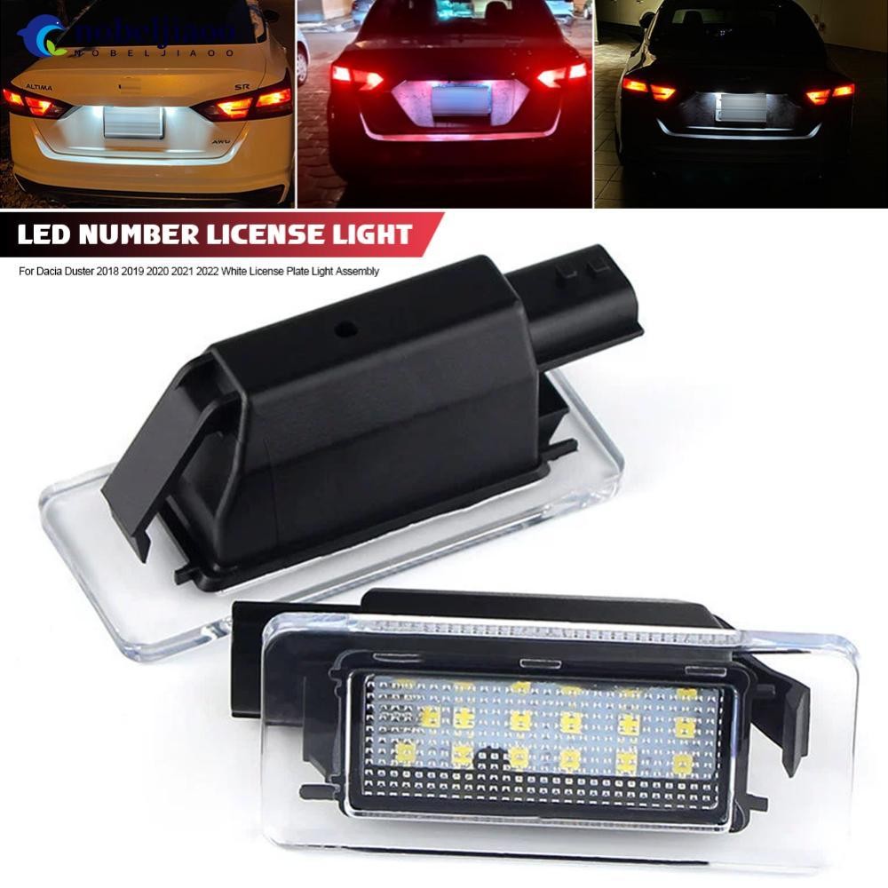 NOBELJIAOO 1/2pcs 12V Carro LED Lâmpada De Matrícula Branca Conjunto De Luz De Placa De Licença Para Nissan Dacia Duster