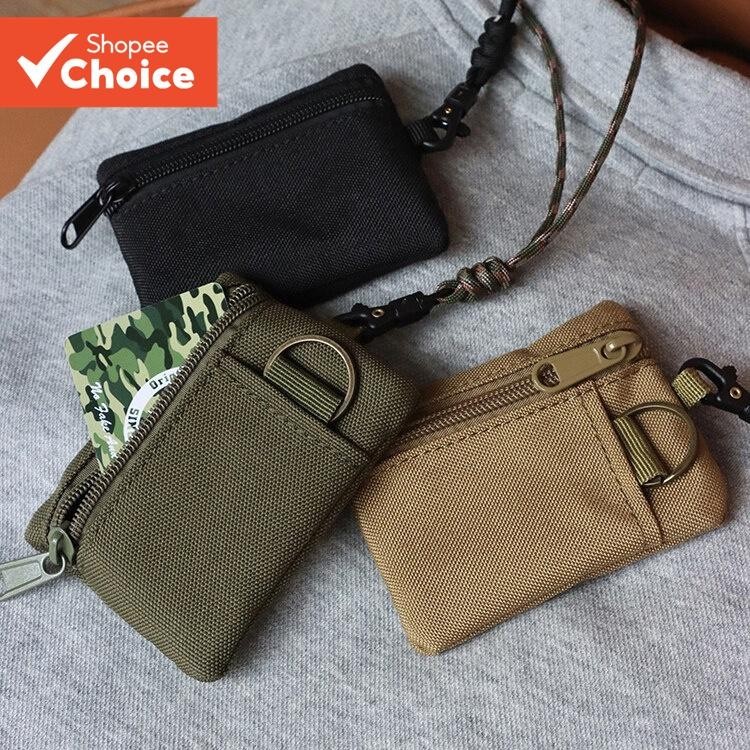 Bolsa De Pescoço De Lona Japonesa Original – Mini Porta-Moedas E Cartão Com Zíper Cordão Para Homens Mulheres