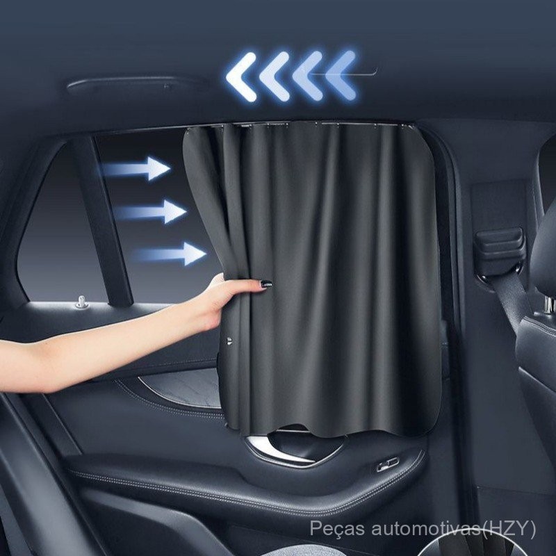 Cortinas de proteção solar para automóveis Instalação de adesivos mágicos Isolamento Privacidade