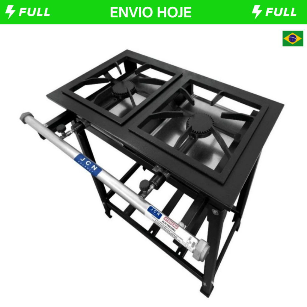 Fogão Standard Alta Pressão Industrial 2 Bocas Completo JCN Ferro Fundido Profissional