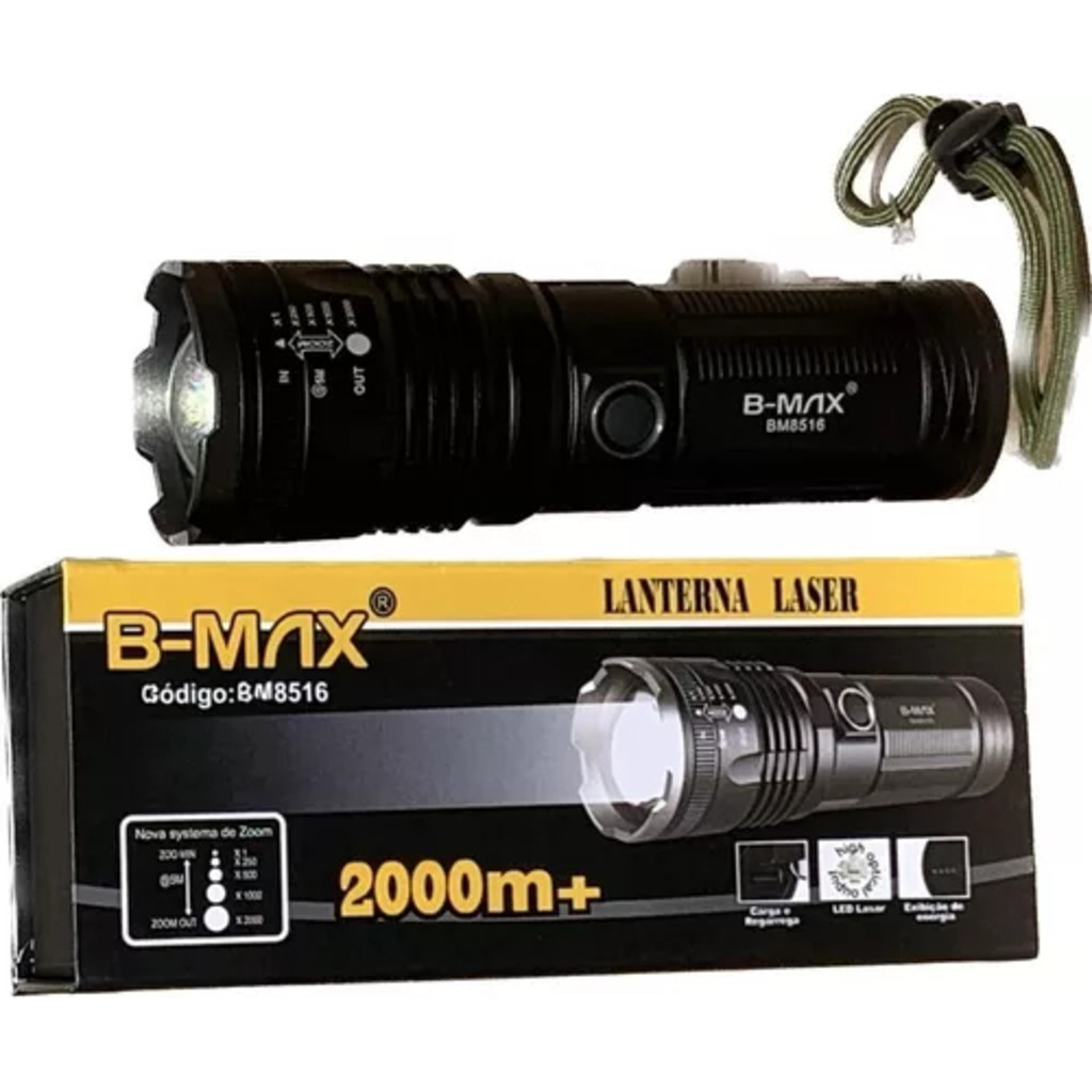 Lanterna Tática Laser Led Super Hiper Potente +2000 Metros de Distância Profissional Policial BM 8516