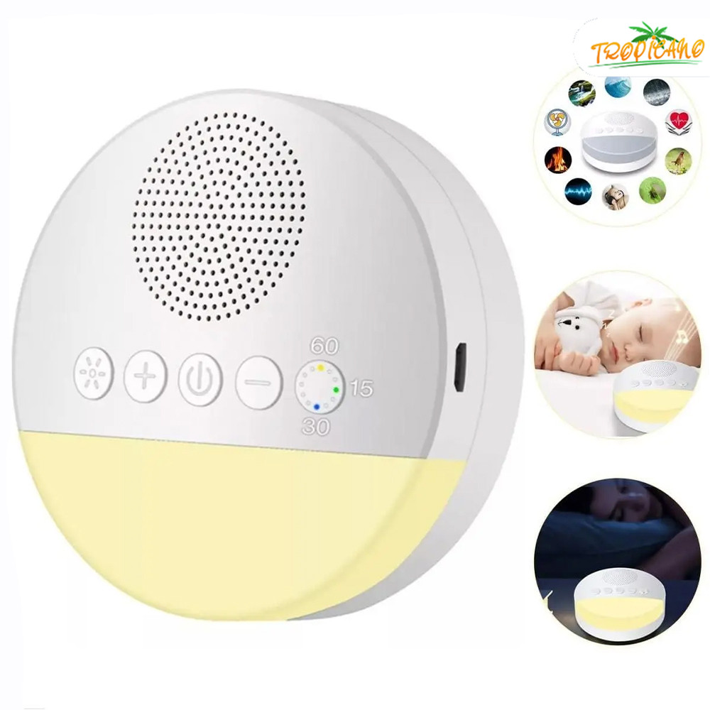 Luz Noturna com Máquina Ruído LED ajustável+Apoiar Branco Bebê Música Clássica Kit Completo Recarregável