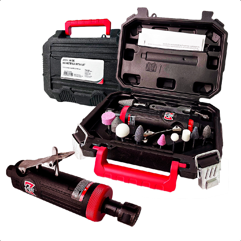Retífica Pneumática Reta C/ Maleta 15 Acess. Sgt-0615k Sigma Frequência 1/4´´ 22.000 Rpm