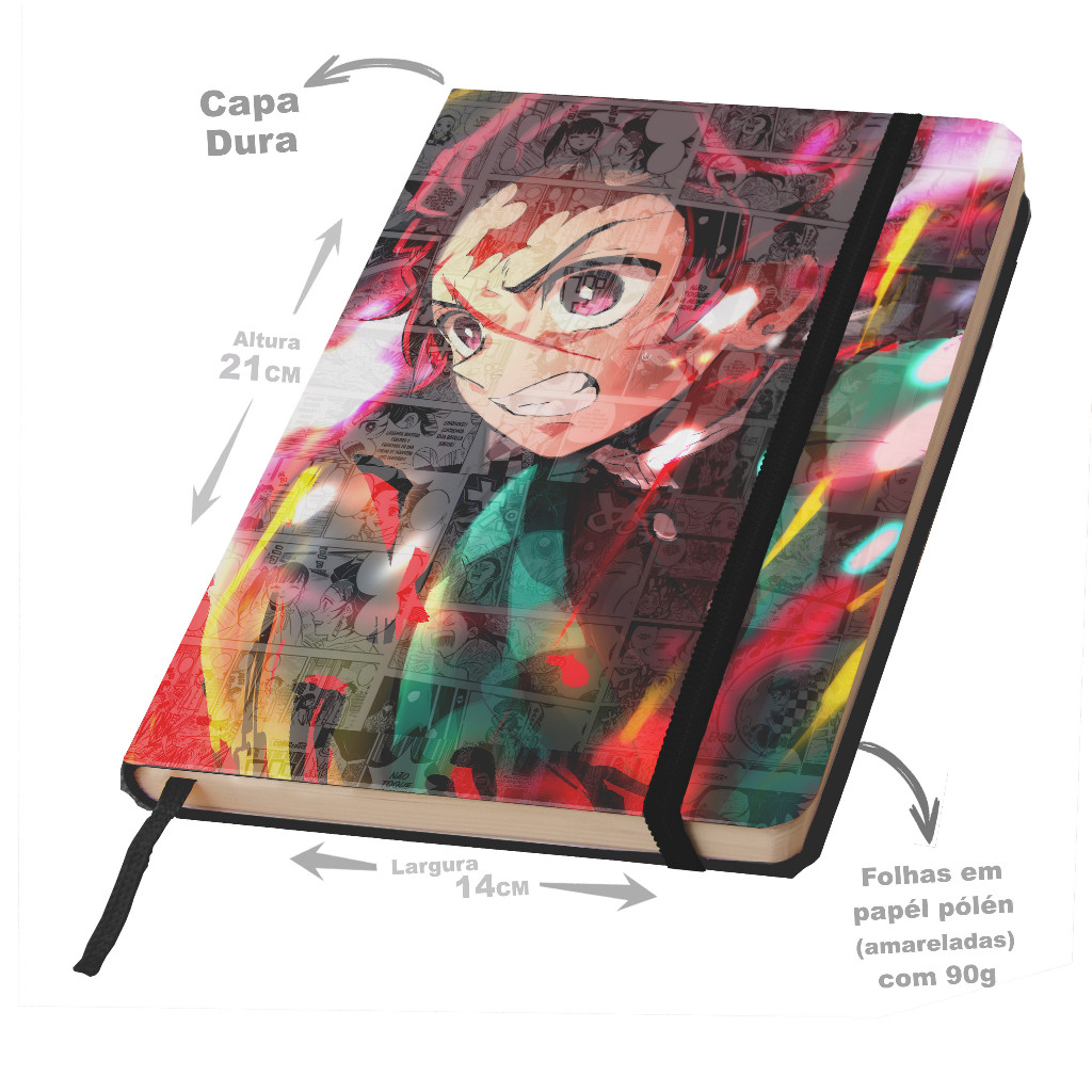 Caderno SKETCHBOOK ou anotações DEMON SLAYER 21x14cm