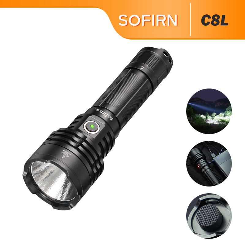 Sofirn C8L Poderosa Lanterna Recarregável De 3100lm Com XHP50D HI Led Jogando 530 Metros Acampamento Ao Ar Livre Caminha