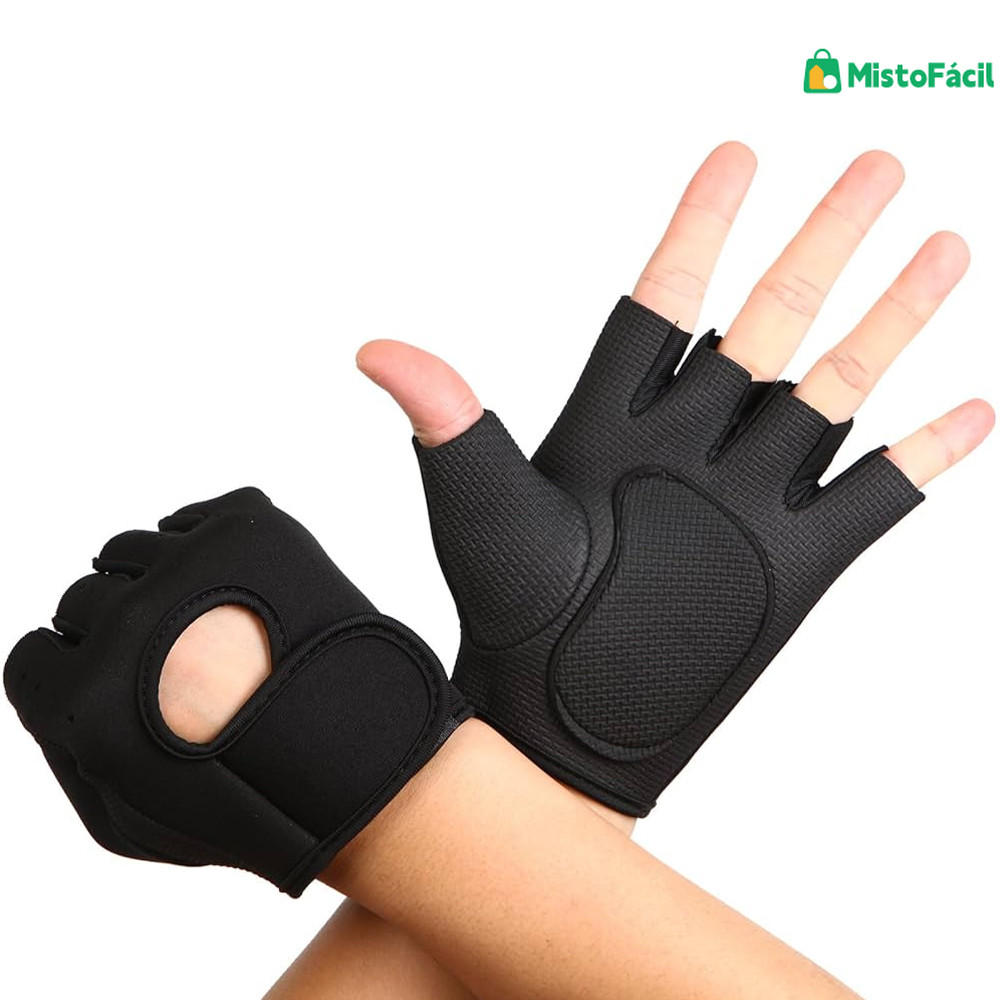 Kit com Par de Luvas de Academia Premium em Neoprene - Otimiza Performance no Treino de Musculação
