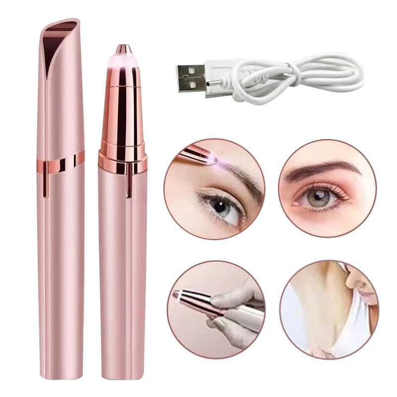 KIT Depiladora Caneta Aparadora De Sobrancelha Rosto Portátil Elétrico Recarregável NS02