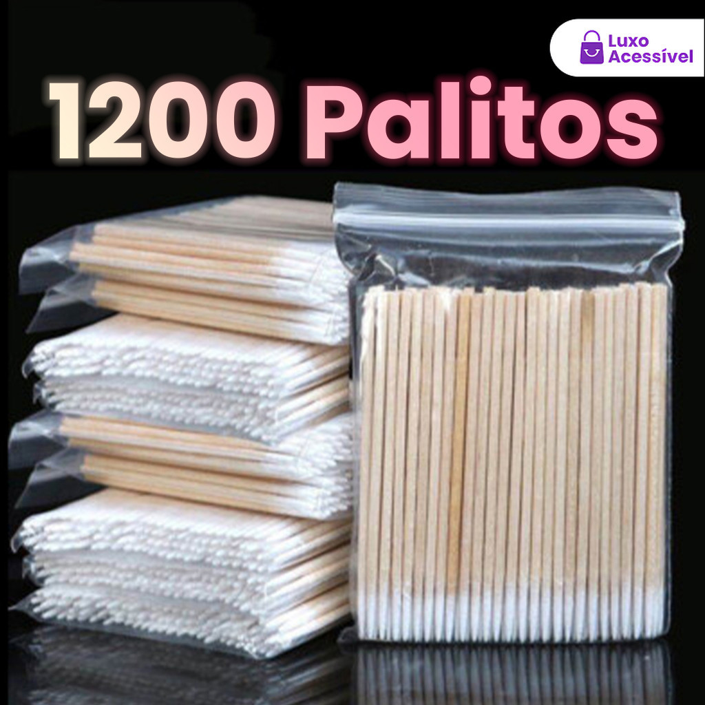 Kit 100/300/600/1200 Palitos Algodão Dupla Ponta Unha Acrigel Boca Maquiagem Alinhamento Perfeito