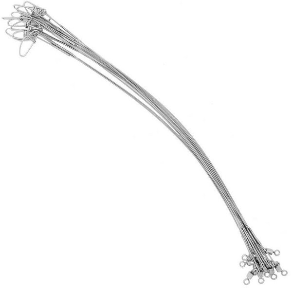 Chicote Leader 13 cm / 30 libras Nickel - Marine Sports com 5 peças (com girador e Snap)