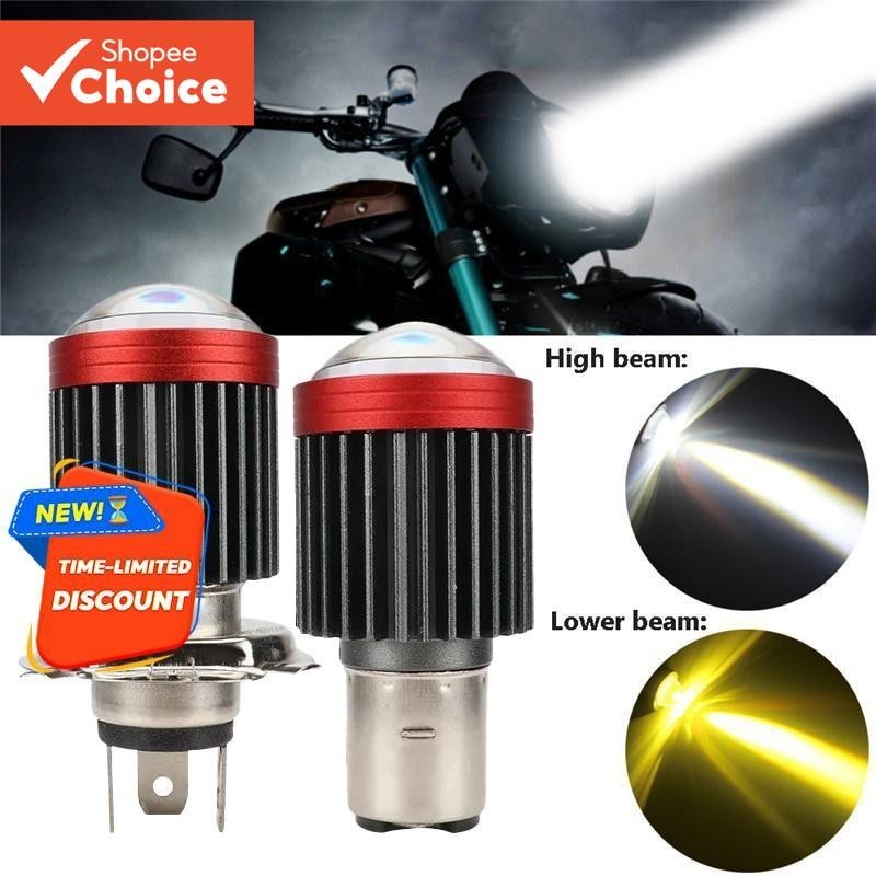 Farol LED Para Motocicleta 12-80V H4 BA20D Lente Bicolor Lâmpada De Neblina Scooter De Feixe Alto E Baixo