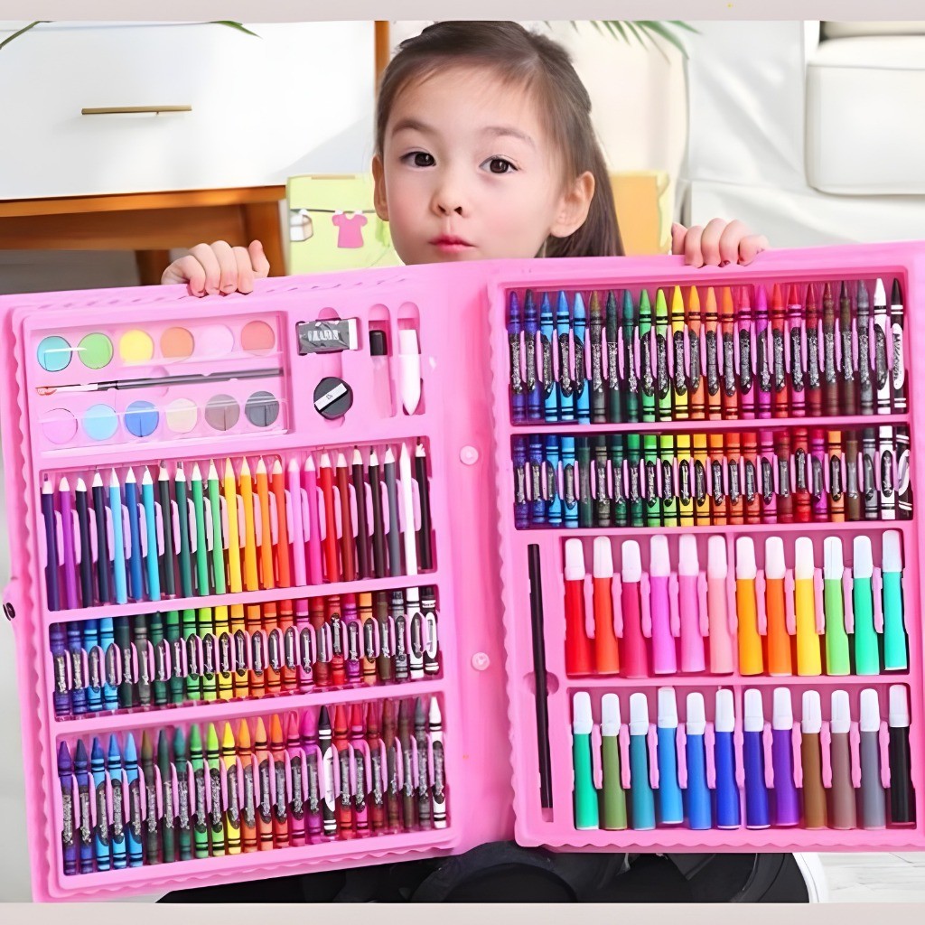 Estojo Maleta Escolar 150 Pçs C/ Canetinha E Lapis Infantil