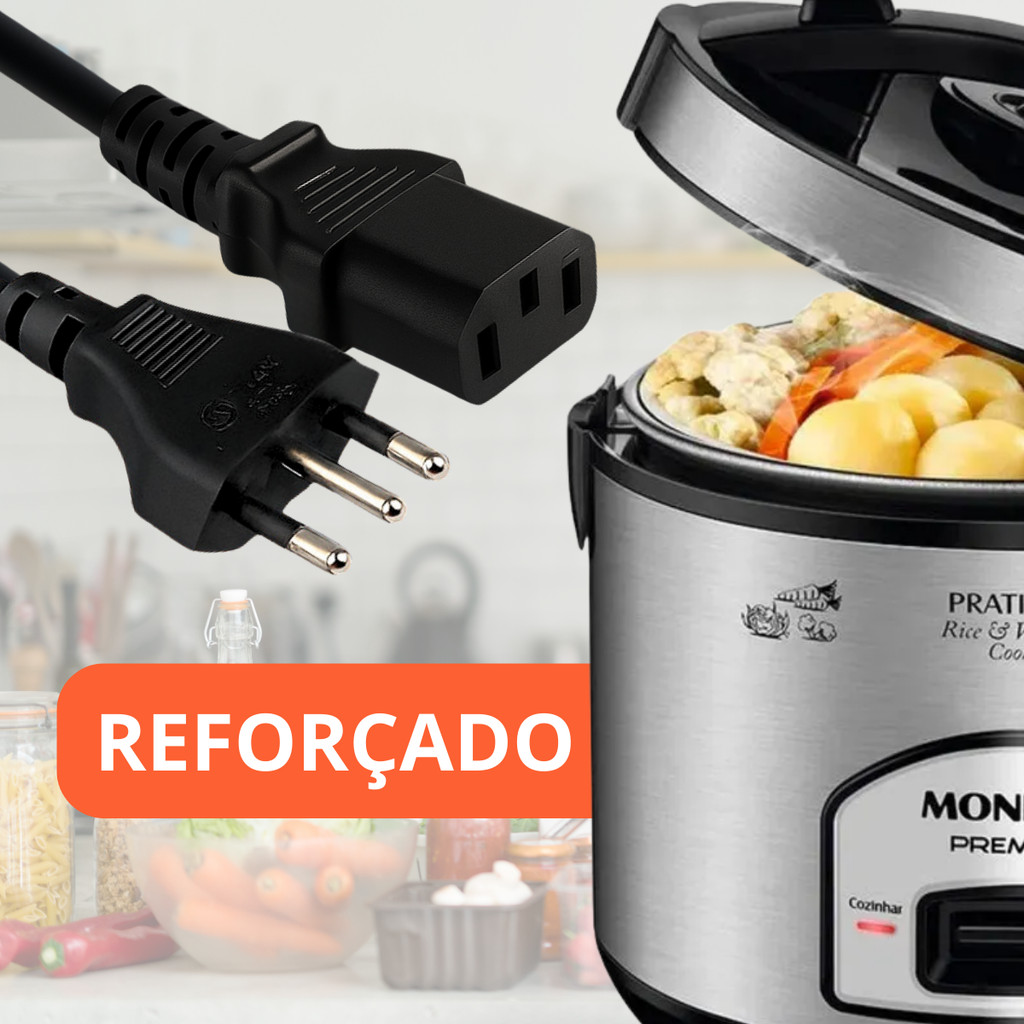 Tomada Para Panela Elétrica 3 Pinos 10A 1,5m Cabos Fio de Energia Cabo de Força Panela de Arroz