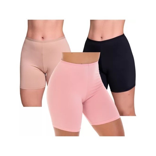 Kit 2 Short Anágua Liso Segunda Pele Feminino