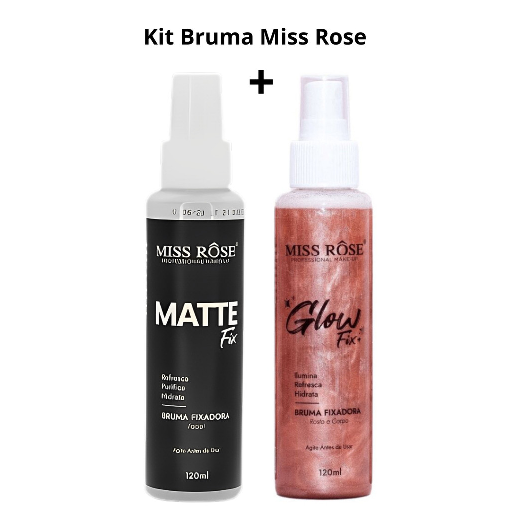 Kit Bruma Matte Fix Miss Rose + Bruma Iluminadora Glow Miss Rôse 120ml Cada