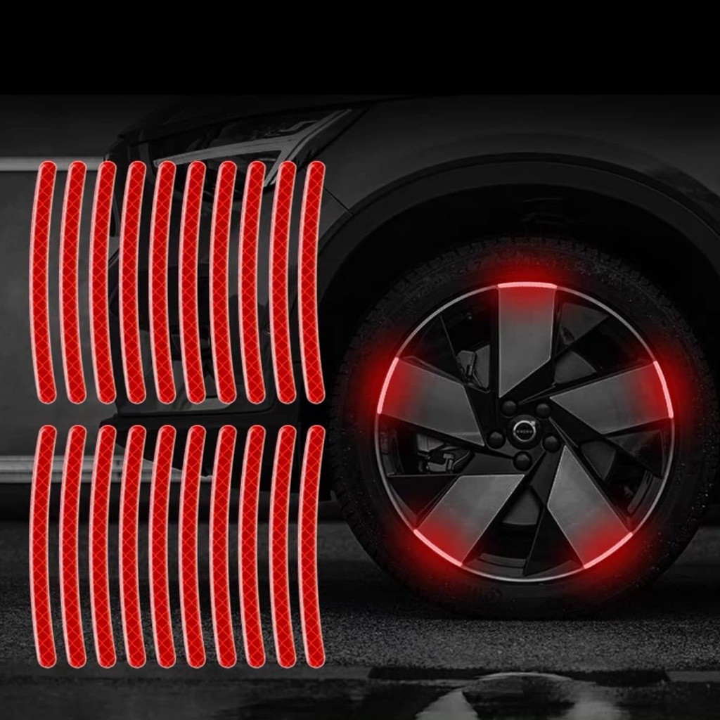 20 Peças Adesivos Refletivos De Listras Decorativas Para Rodas De Carro , De Aviso De Segurança Noturna , Decalques Moto