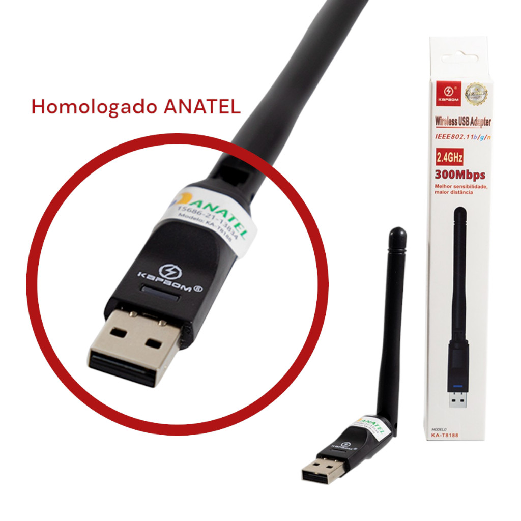placa de rede 300 mbps USB Antena wifi Para computador gabinete e notebook