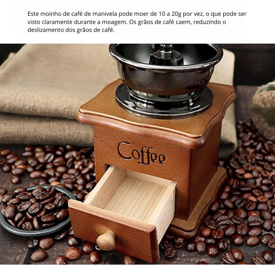 Moedor Manual De Grãos De Café Em Madeira