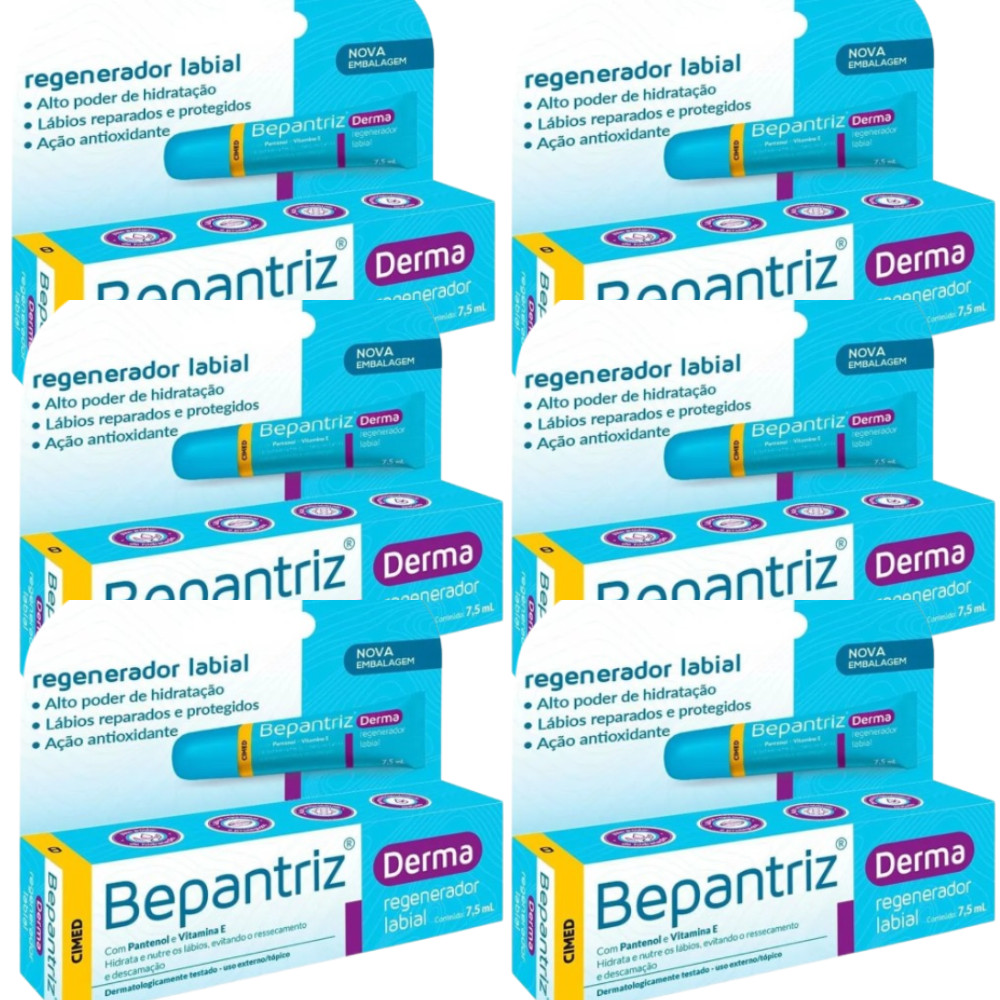 Kit Bepantriz Regenerador Labial Acompanha 6 Unid de 7,5ml Cada - CIMED