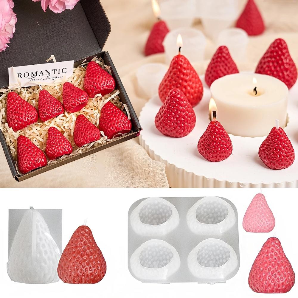 1 Peça Molde De Silicone De Morango 3D Vela Fundição De Resina Para Decoração Moldes De Formato De Frutas Sabão Gesso Ar