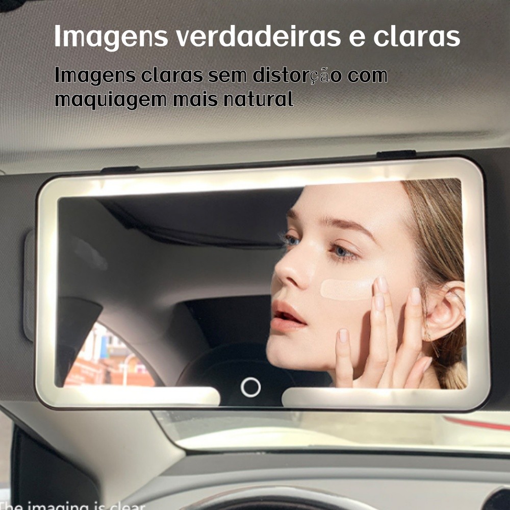 Espelhos De Maquiagem Para Interior De Carro Placa De Viseira Solar Espelho LED Luz De Preenchimento Recarregável