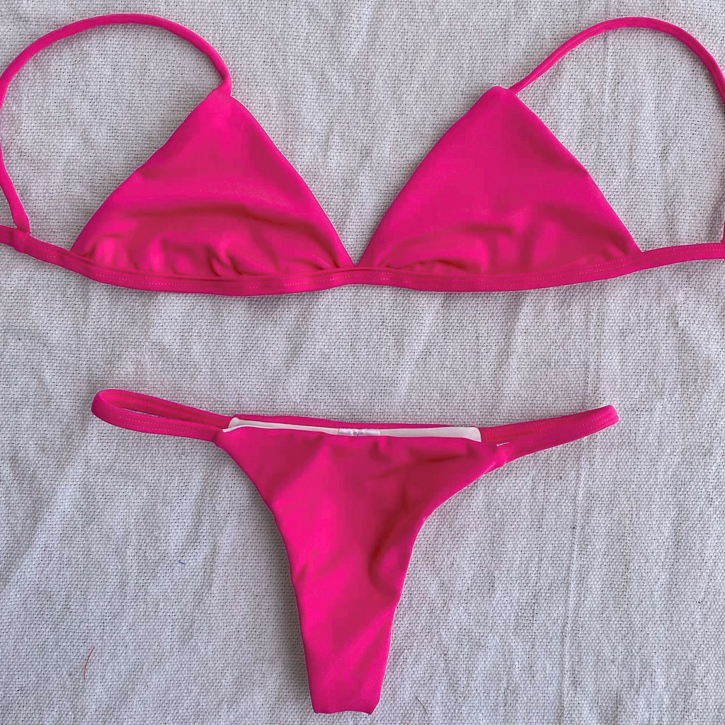 Biquíni top fixo calcinha Fita com Forro Moda Praia para o Verão