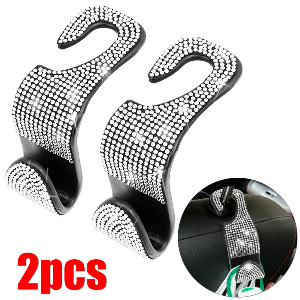 2 Peças Gancho De Assento Traseiro De Carro Incrustado Com Diamantes , Decoração Bolsa