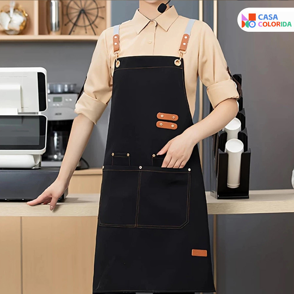 Avental Resistente à Água com Bolso - Ajustável para Cozinha Caseira