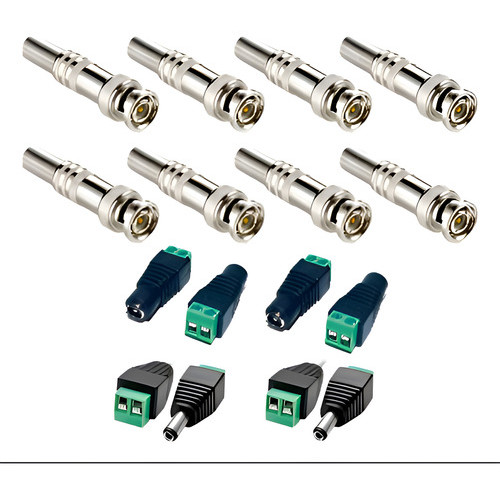 Kit 8 Conectores Bnc Mola + 4 P4 Macho E 4 P4 Femea P/ Cftv