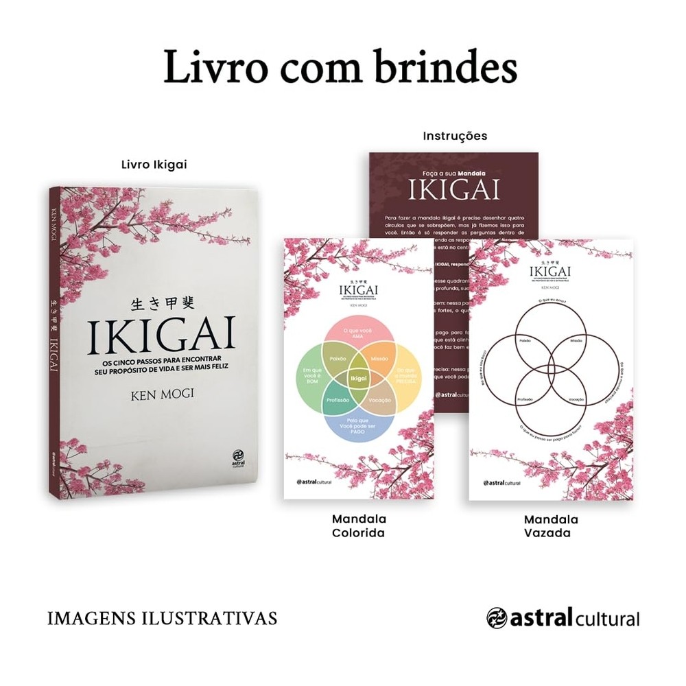 Ikigai: Os cinco passos para encontrar seu propósito de vida e ser mais feliz Com Brinde - Livro novo PS