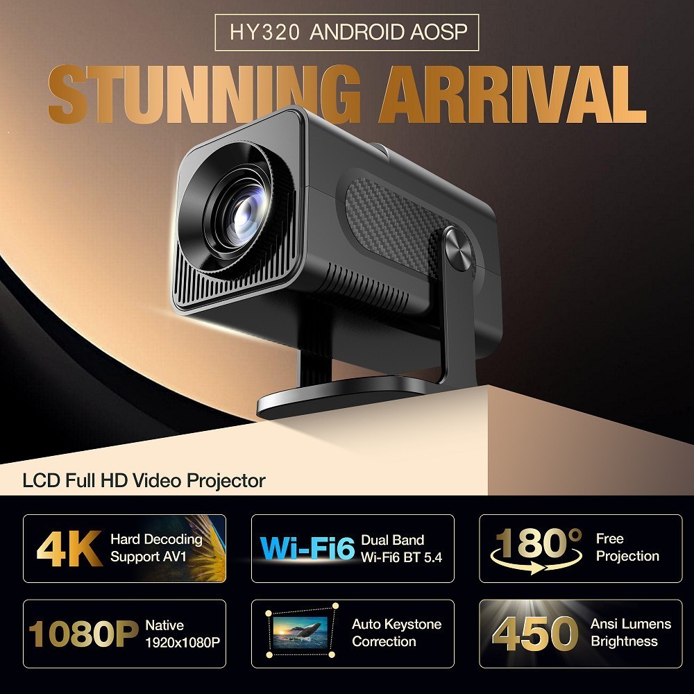Atualizado Projetor Smart HY320 Android Full HD 1920x1080 Bluetooth Wi-fi