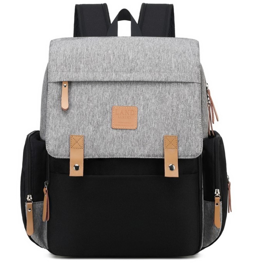 BOLSA LAND LUXURY COR CINZA E PRETO COM TROCADOR