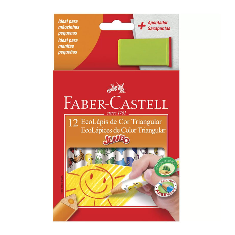 Lápis de cor 12 cores Jumbo triangular 123012AP  Faber-Castell