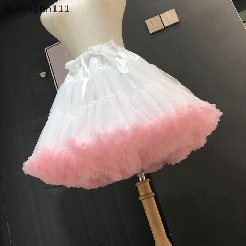 (duyonglin111) Mulheres Anágua Lolita Tutu Saia Underskirt Curto Crinolina Cosplay Kawaii Bonito Novo