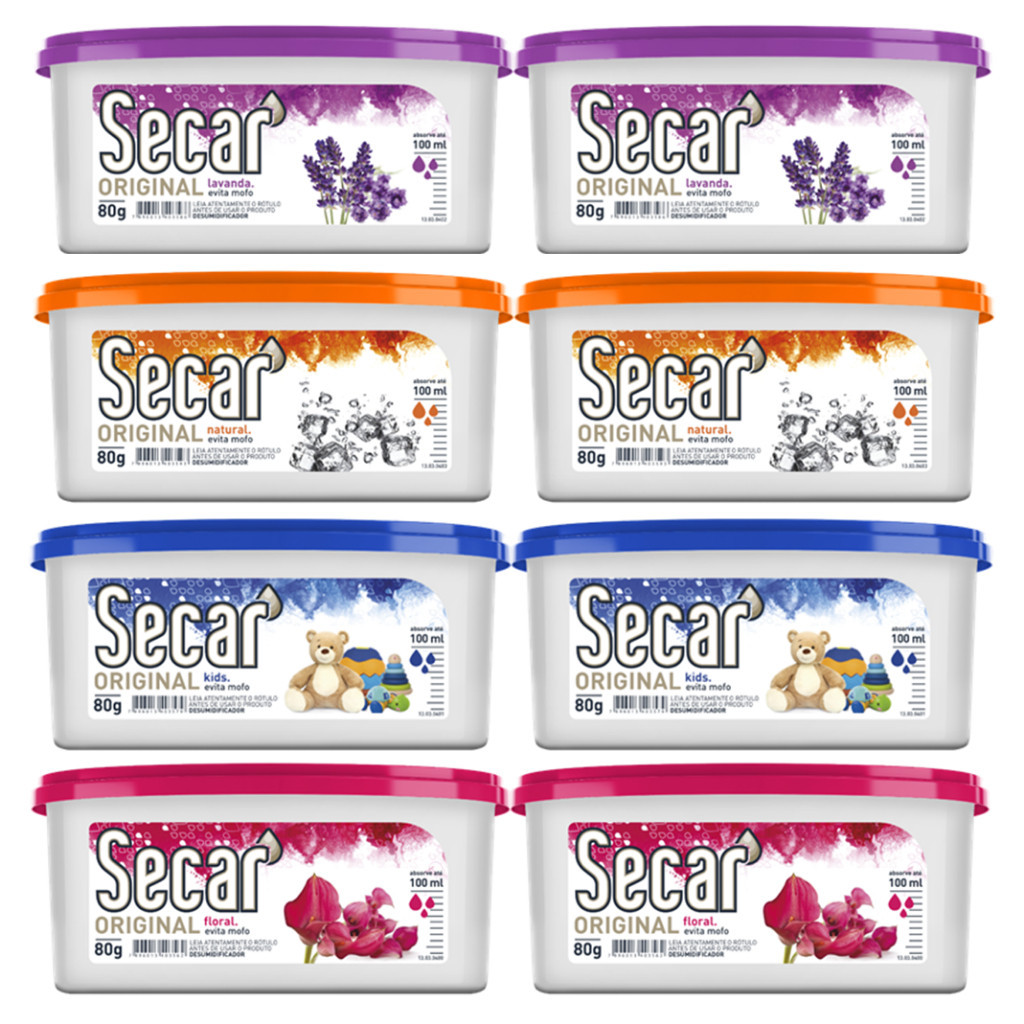 Kit 8 unid Anti Mofo Secar 80g Original Desumidificador Evita Umidade Fungos Cheiro Guarda Armários