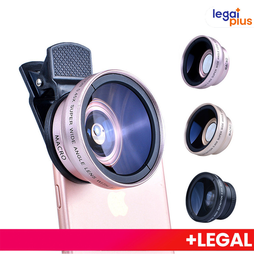 Kit de Clip de Lente HD Externa para Celular 2em1 Lente  Super Macro e Grande Angular Compatível com todos os telefones