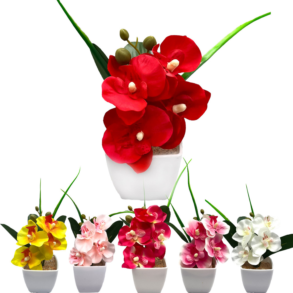 Arranjo Mini Orquidea Artificial Cetim