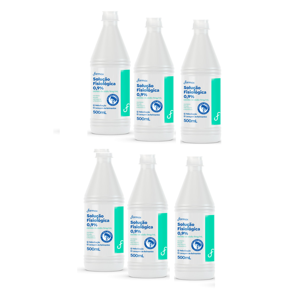 Kit 6x Soro Fisiológico 500ml Farmax Sorimax Bico Gotejador