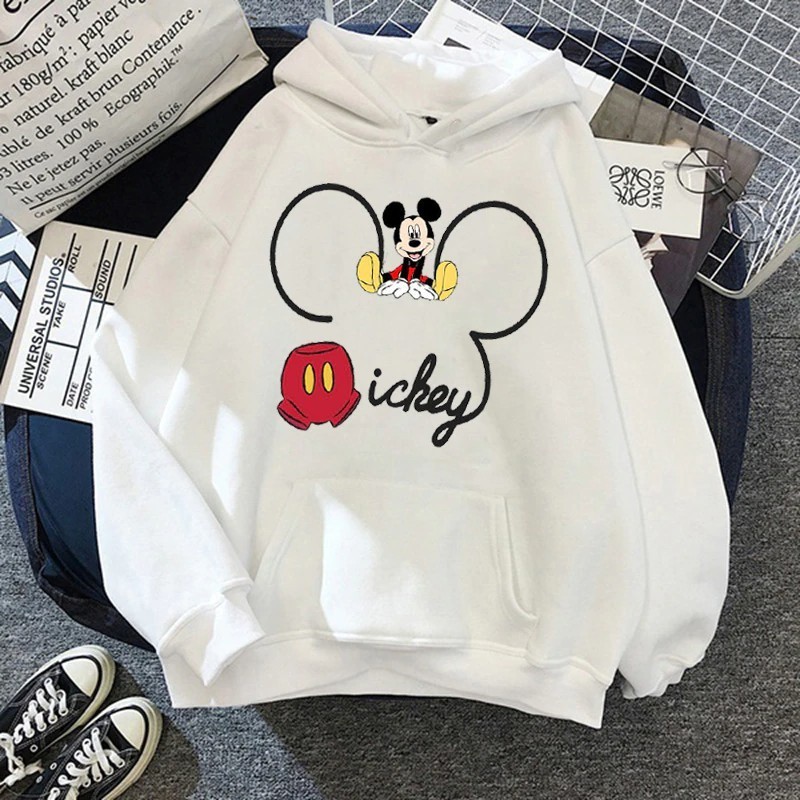 Moletom Canguru Blusa De Frio Mickey Mouse Desenho Disney Unissex  Com capuz  (Mikey Coração)